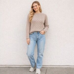 NWT Carraig donn Irish cable knit Fisherman Tan Merino Wool Sweater size‎ S